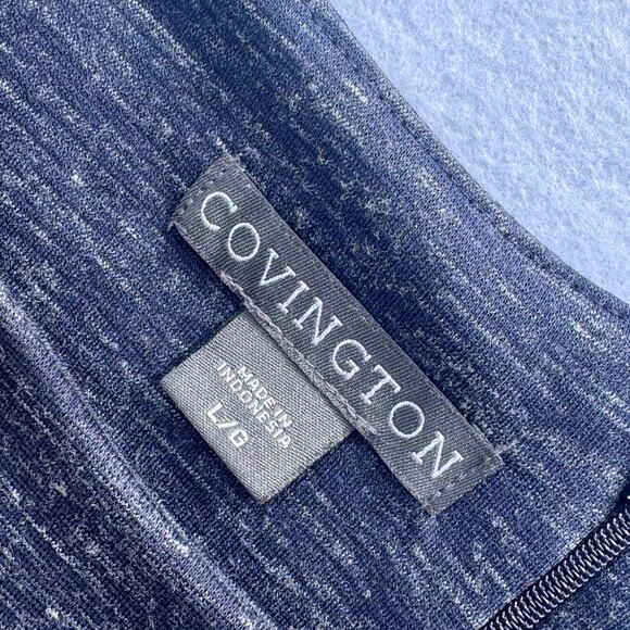 Covington Heathered Navy Short Sleeve Dress Women’s L - Picture 4 of 6